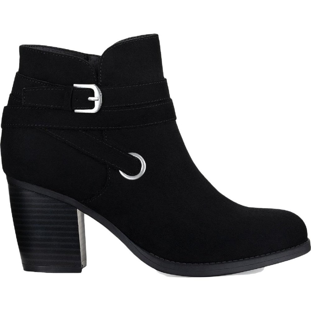 STYLE CO ZOLAA Block Heel Booties Black Micro, (Sizes: 5.5, 6.5, 9) NWT**